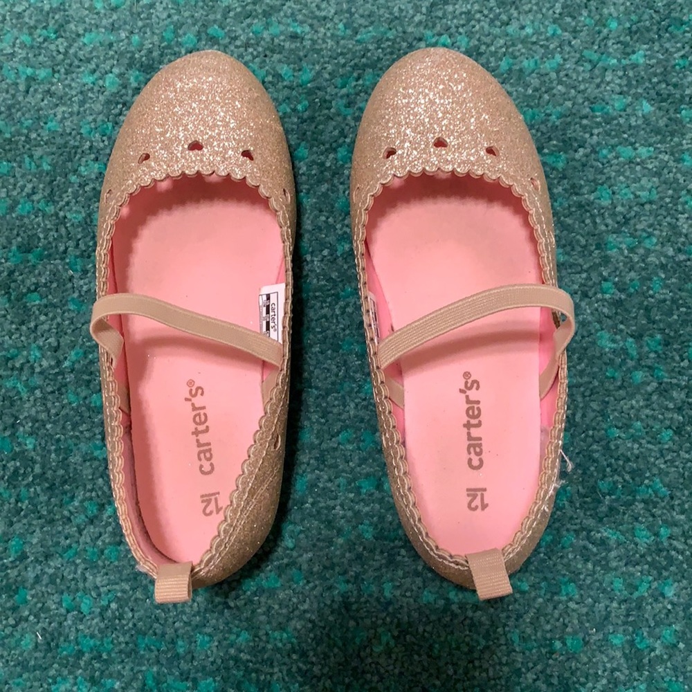 Girls gold glitter flats